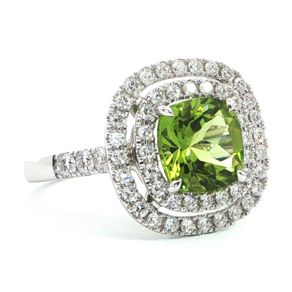 Fehérarany Peridot Gyűrű