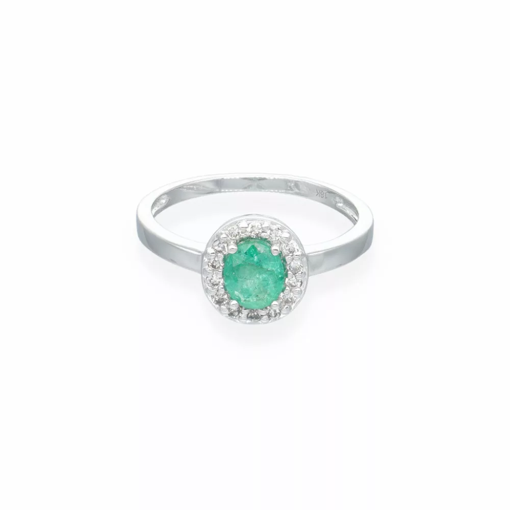 White Gold  Emerald Ring