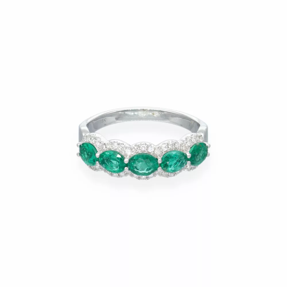 White Gold  Emerald Ring