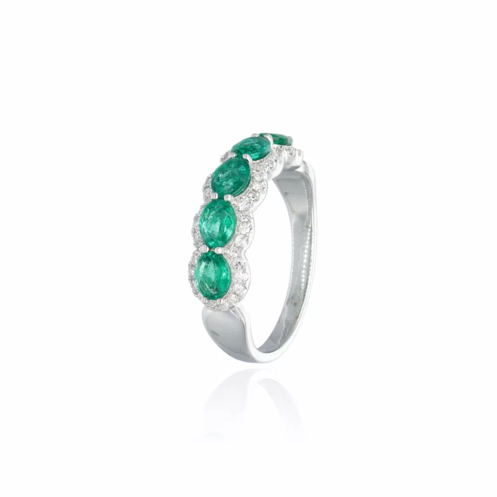 White Gold  Emerald Ring