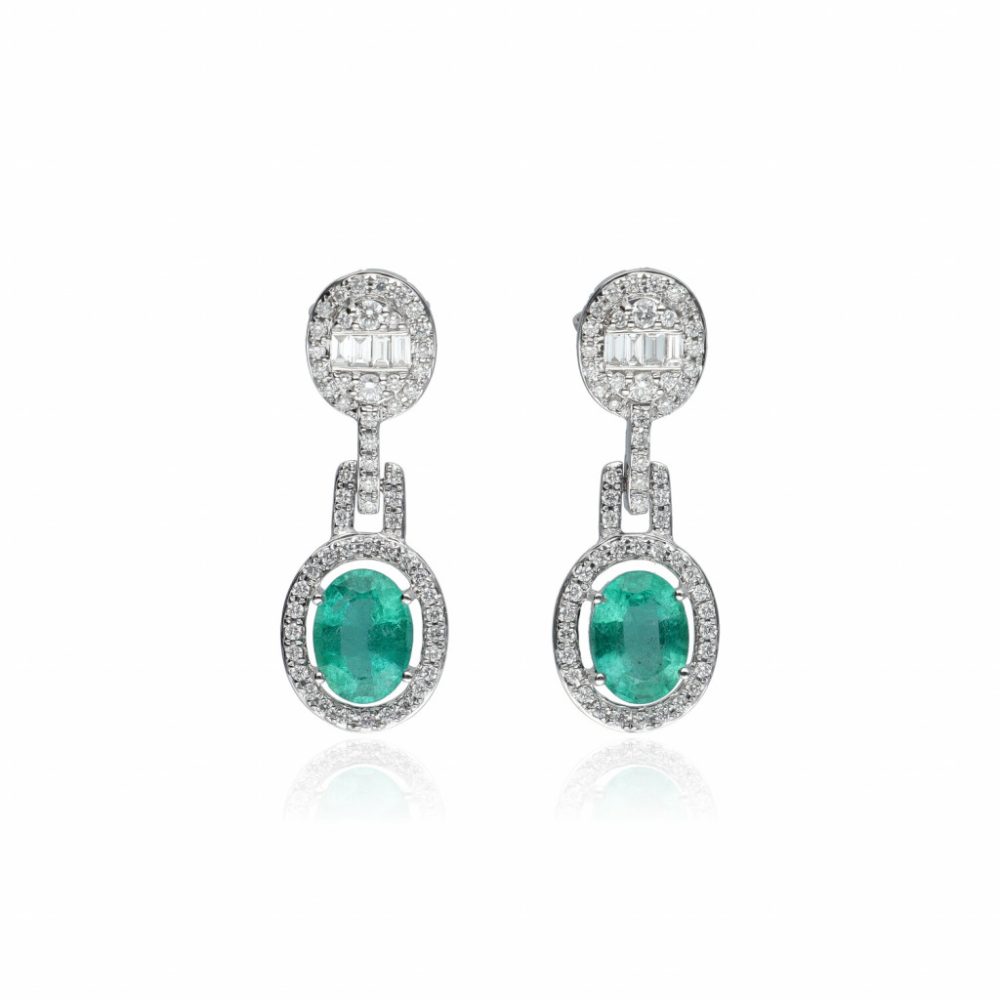 Fehérarany Smaragd Fülbevaló