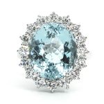 Fehérarany Akvamarin Gyűrű