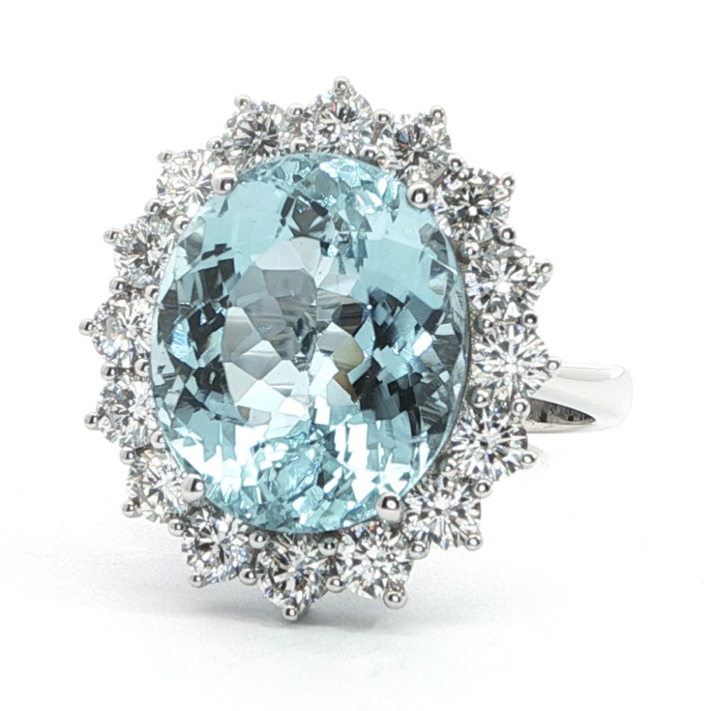 Fehérarany Akvamarin Gyűrű