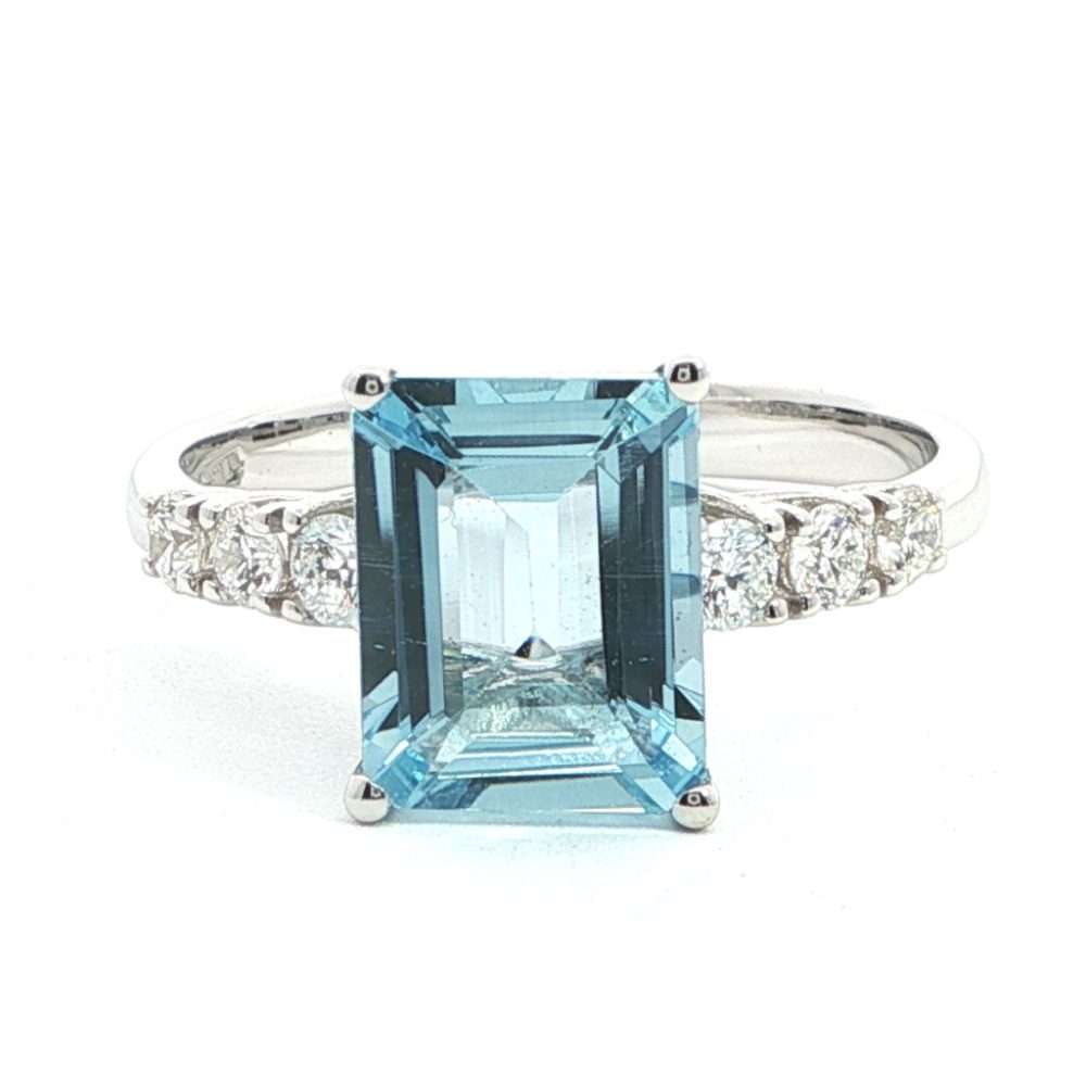 Fehérarany Akvamarin Gyűrű