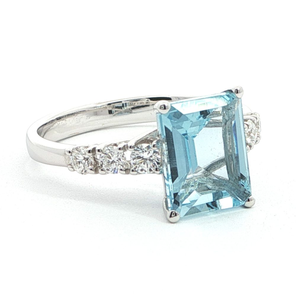 Fehérarany Akvamarin Gyűrű