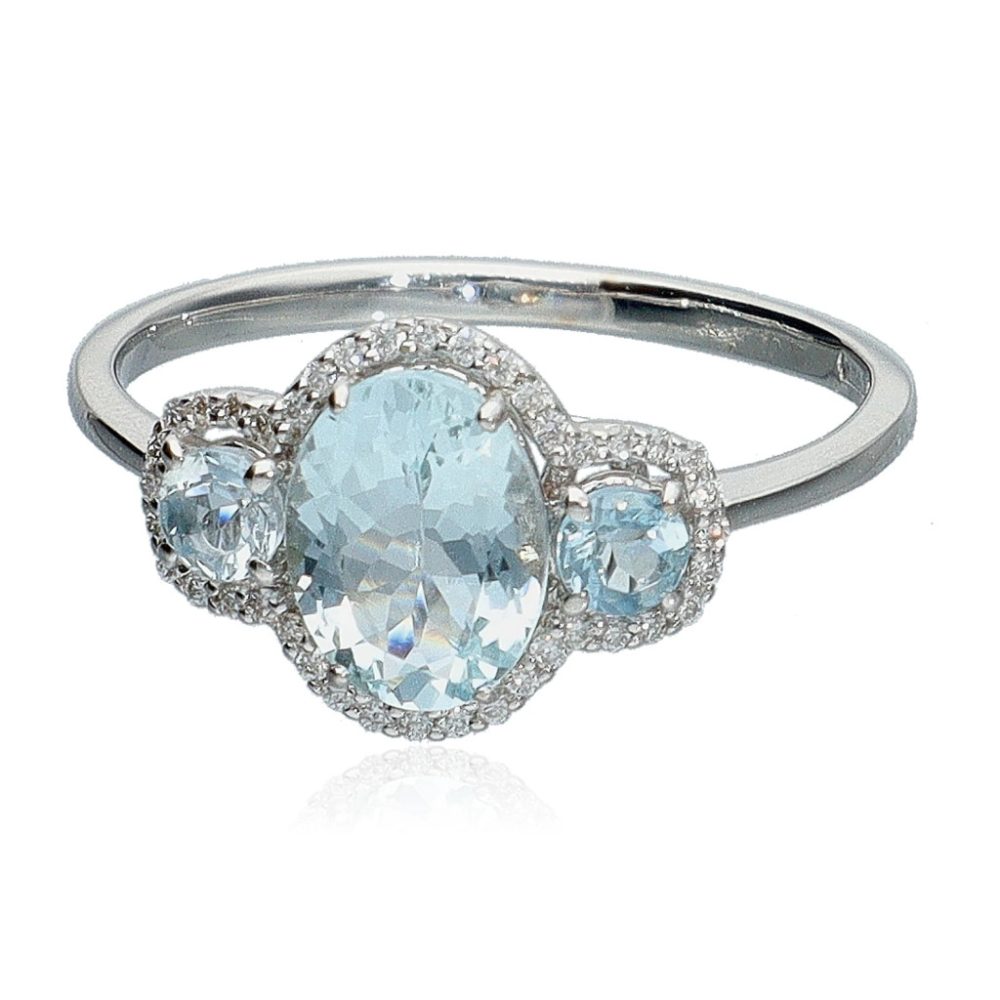 Fehérarany Akvamarin Gyűrű