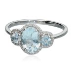 Fehérarany Akvamarin Gyűrű