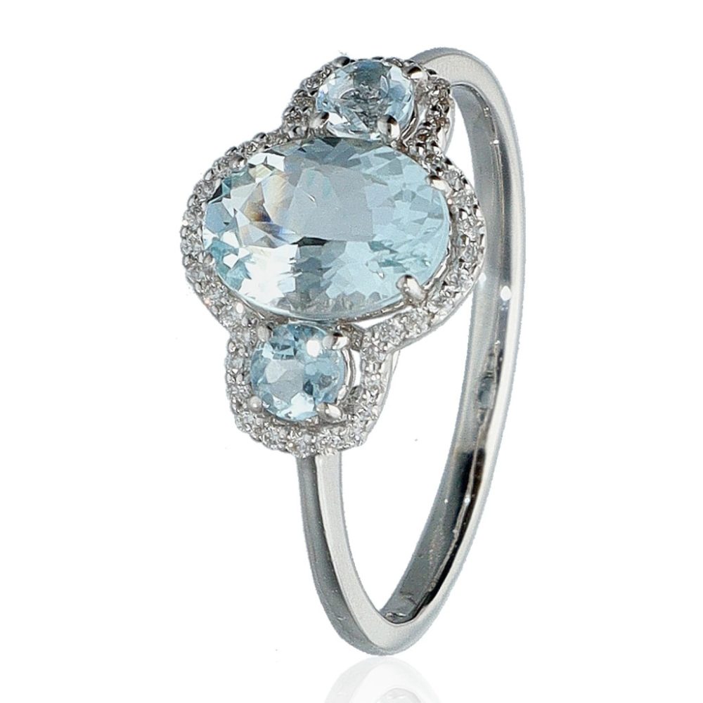 Fehérarany Akvamarin Gyűrű