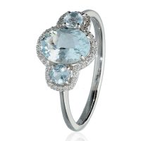 Fehérarany Akvamarin Gyűrű