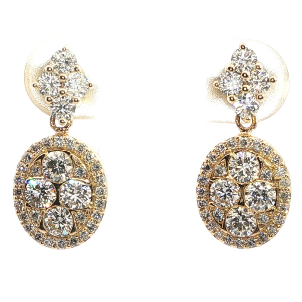 Sárga arany Gyémánt Fülbevaló