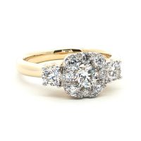 Sárga arany Gyémánt Eljegyzési Gyűrű