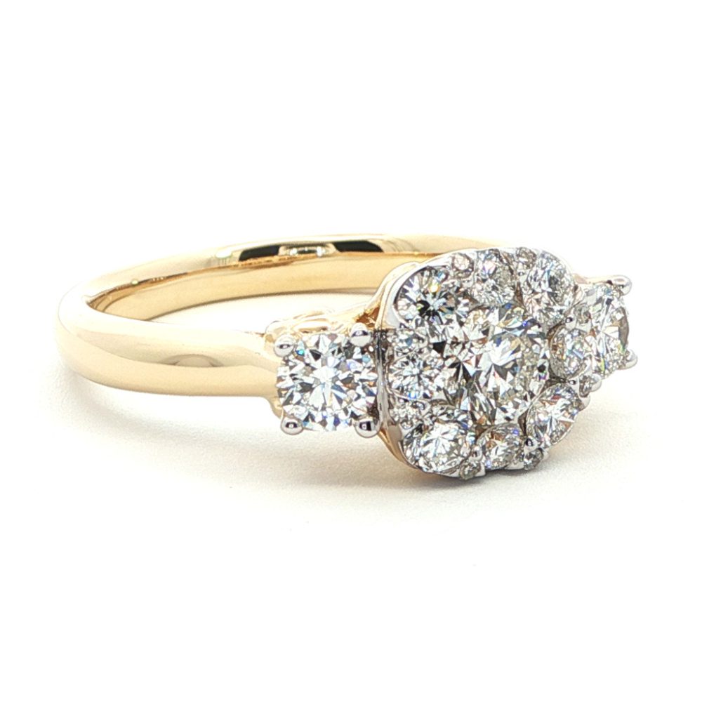 Sárga arany Gyémánt Eljegyzési Gyűrű