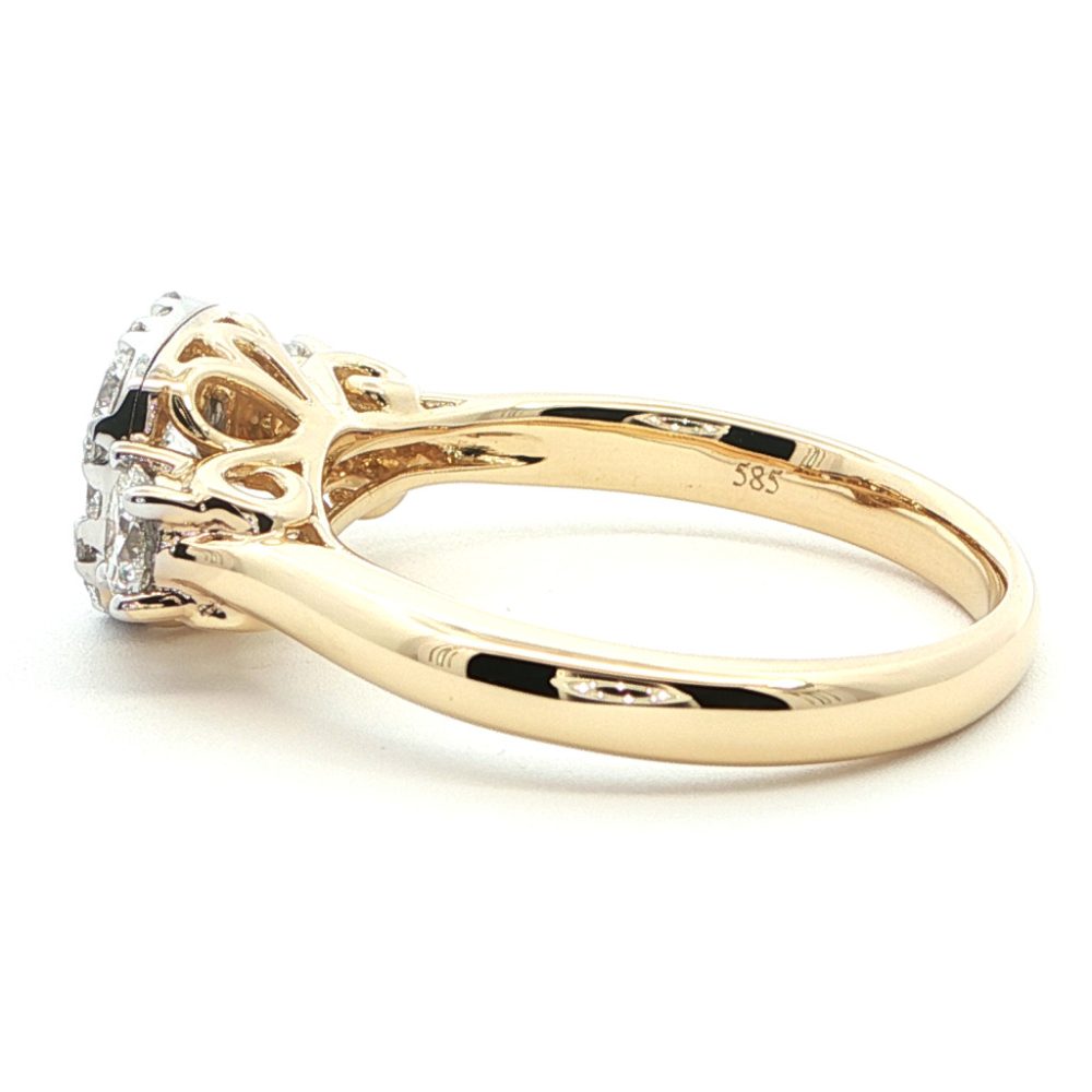 Sárga arany Gyémánt Eljegyzési Gyűrű