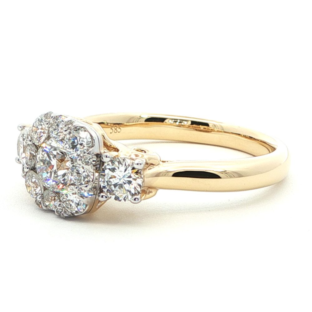 Sárga arany Gyémánt Eljegyzési Gyűrű